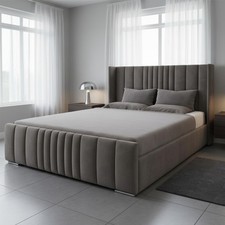 Ottoman Winged Panel Bed Frame Plush Velvet Upholstered Gas Lift Storage 5FT UK