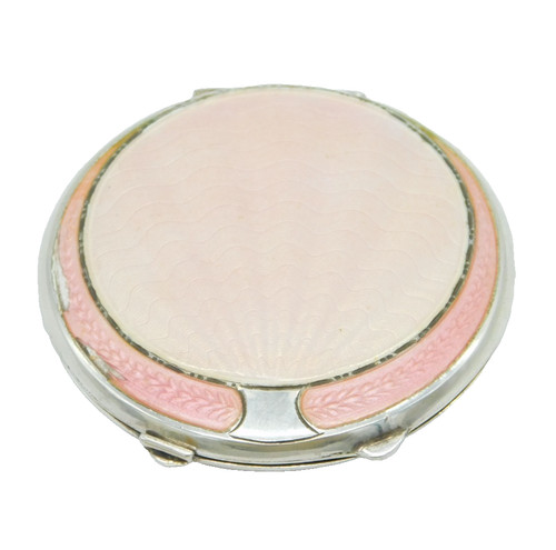 Sterling silver pink guilloche - silver,