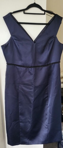 Coast navy satin dress 16 - satin,