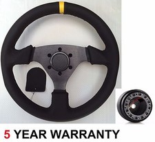LEATHER DRIFT FLAT 330MM STEERING WHEEL FIT FORD CAPRI MK1 MK2  ESCORT BLACK
