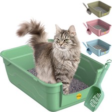 Large Cat Litter Tray Scoop Set Deep Open Toilet Box Loo High Sided CatCentre?