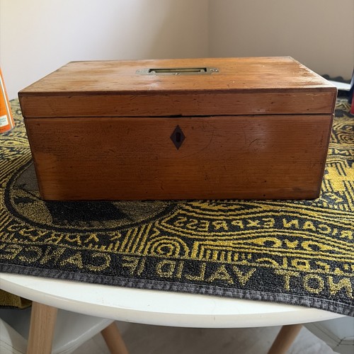 Antique wooden box writing