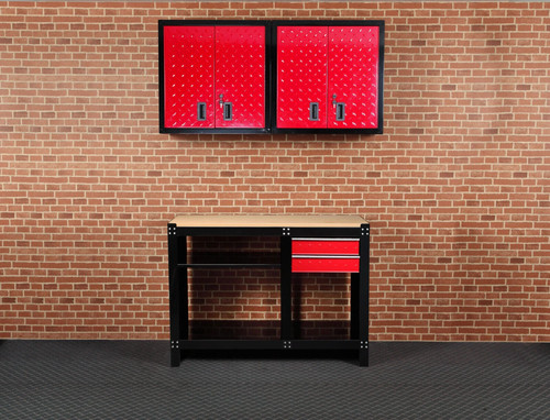 Work bench wall - wall, cabinet