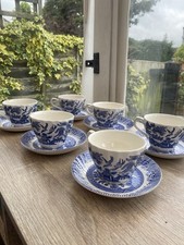 Vintage blue willow tea - set, 6