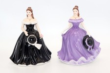 2 x Leonardo Collection Figurines Lady In Purple & Black Dress With Hats