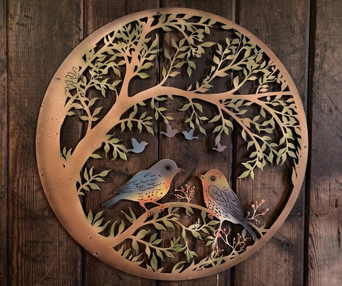 Coloured metal love birds - coloured,