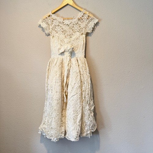 Vintage 50s ivory floral lace - vintage,