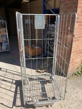 Heavy Duty 3-sided roll cage with wheels Warehouse Trolley Stillage Steel Cage