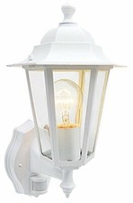 Outdoor 4, 6 Sided Black Or White Wall Lantern Security Light Complete With PIR