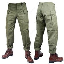 WWII US HBT Army Casual Pants Vintage Military Replica Green Men's Trousers