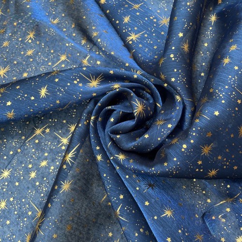 Star printed lace mesh fabric - star,
