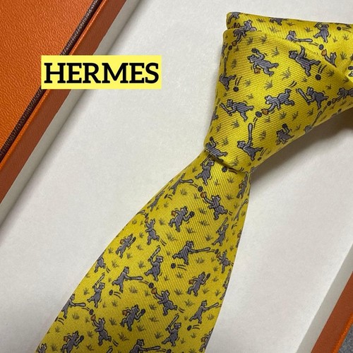 Hermes tie yellow - hermes, bear