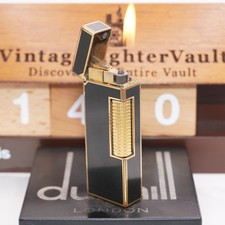 Dunhill Rollagas Lighter Gold/Black Lacquer _Ultrasonically Cleaned_Working