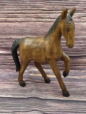VTG Detailed MCM Solid Wood Horse Hand Carved Sculpture 10”