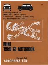 MINI 850 1000 CLUBMAN 1275GT RILEY ELF WOLSELEY HORNET 1959-73 WORKSHOP MANUAL