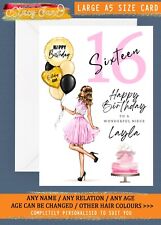 Personalised 16th Birthday Card Sweet Sixteen Friend Daughter Sister Niece A5