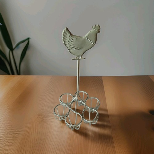 Metal chicken hen design - metal, cream