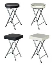Folding Stool Soft Padded Cushioned Seat Folding Freestanding Metal Frame Home