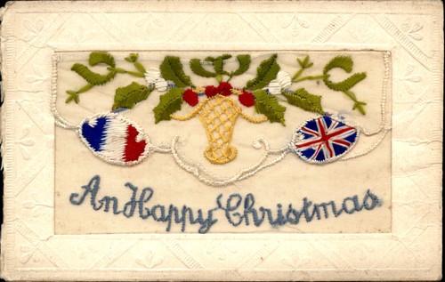 Silk embroidered ww1 christmas - ww1,