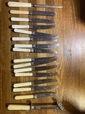 Faux Bone Handled dinner knives plus other items 