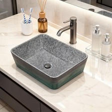 Bathroom Ceramic Basin Counter Top Hand Wash Bowl Vanity Sink Round/Rectangular