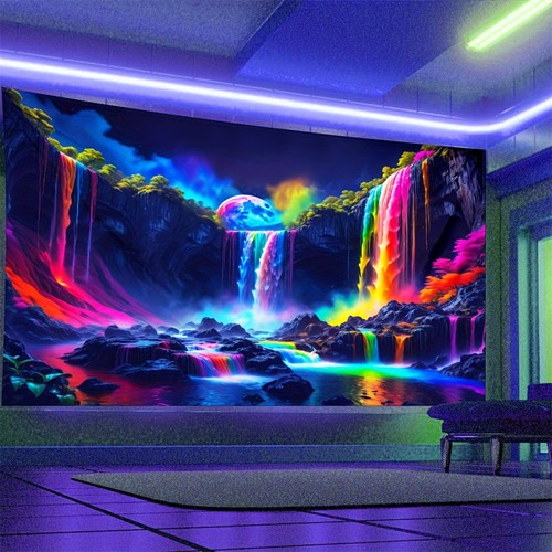 Large rainbow waterfall - uv, 3d