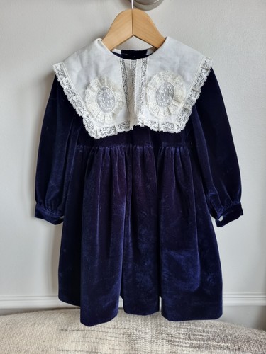 Vintage girls dress navy - girls,