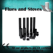 5 inch & 6" Stove flue Pipe & bends 125mm 150 matt black steel single wall