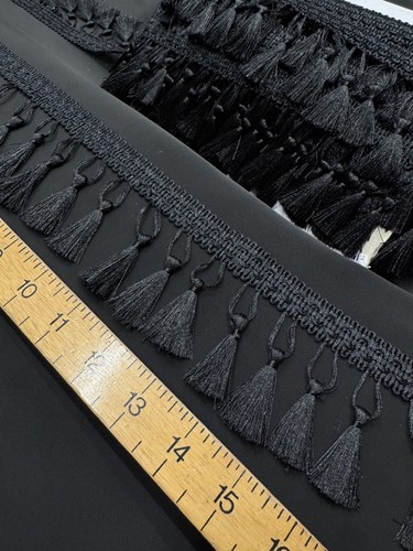 Black tassel fringe - black,