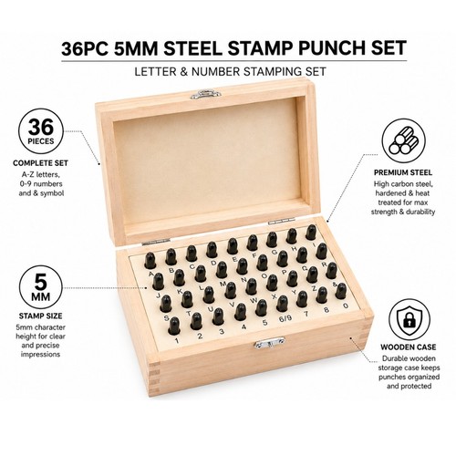 36pc 5mm steel - letter, &