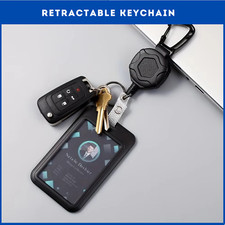 Heavy Duty Retractable Keychain Tactical ID Badge Reel with Key Chain Retractor