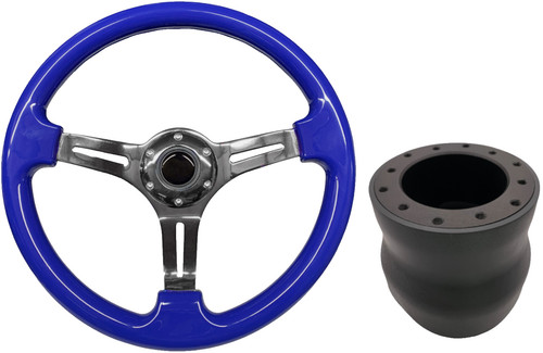 Blue chrome steering wheel - chrome,