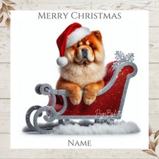 Festive Personalised CHOW CHOW Dog CHRISTMAS Greeting Card ANY NAME/NAMES