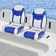 Set of 2 Folding Fishing Boat Chair High Back Boat SeatW/ Long Fixation Strap