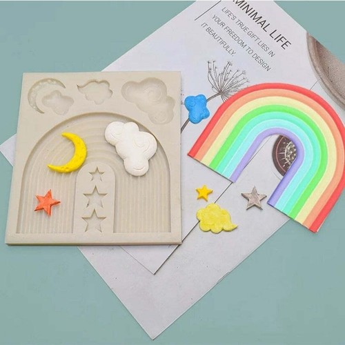 Large rainbow clouds fondant - large,