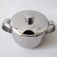 Alfra Alessi Italy vintage 60s stainless steel sugar mustard jam condiments pot