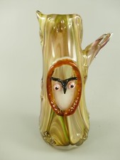 Glass Vase Owl Sculpture Tree Statue Solid Murano Style Approx 30cm Decor JMA260.2