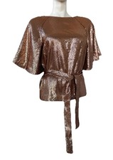 BNWT RRP £95 New Phase Eight BRONZE Sequin ROSE GOLD “Kiera” Top CHRISTMAS PARTY