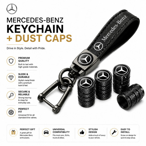 Mercedes leather keyring - leather,