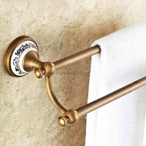 Antique brass bathroom towel - brass,