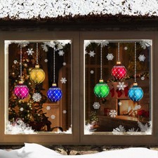 Christmas Stained Glass Bauble & Snowflake Window Clings – Double Sided Nutcrac