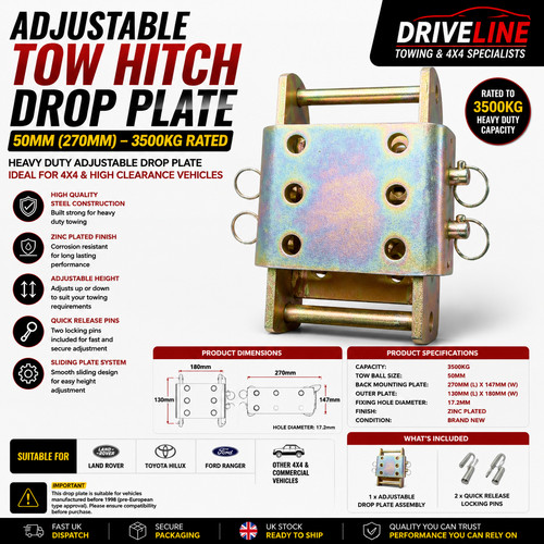 Adjustable tow hitch drop - tow,
