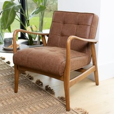 WARM TAN FAUX LEATHER ARMCHAIR