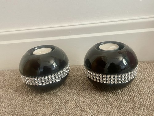 Black diamanté candle - black,