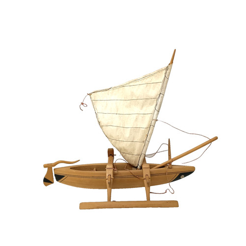 Vintage wooden outrigger - wooden, canoe