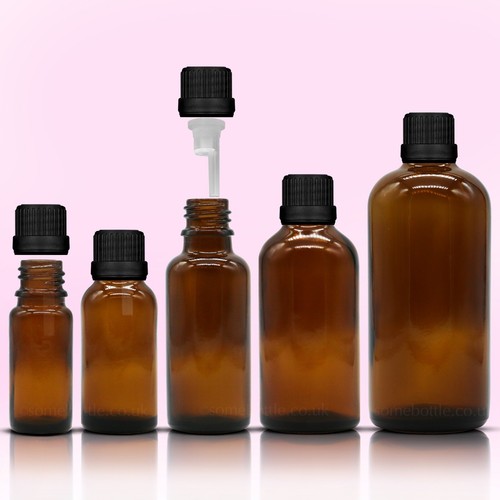 Amber glass bottle - glass, tamper