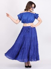 12 Yard Women's Belly Dance 4 Tiered Bohemian,Flamenco,Gypsy Royal Blue Skirt US