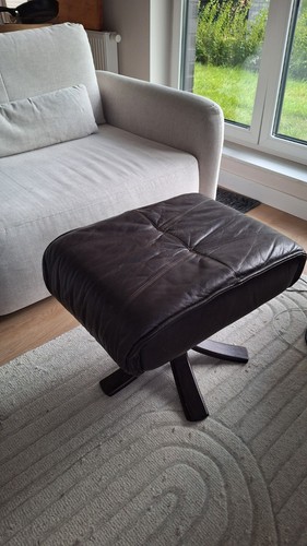Leather footstool swivel pouf - footstool/swivel,