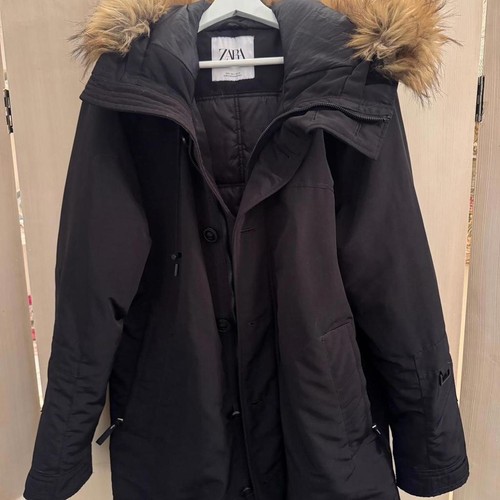 Black zara parka with - parka,