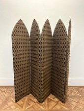 Vintage Arched Gothic 5 Section Velvet Dressing Screen Room Divider